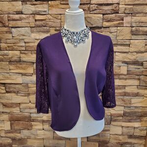 MAYA BROOKE COVER UP PURPLE 3/4 SLEEVE NYLON/SPANDEX SIZE 20W